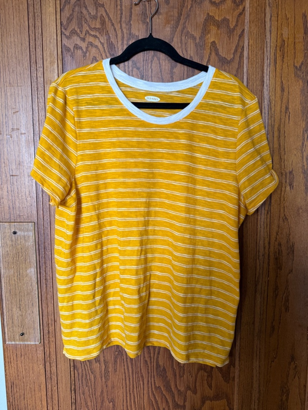Old Navy Mustard Yellow and White Stripe Tee